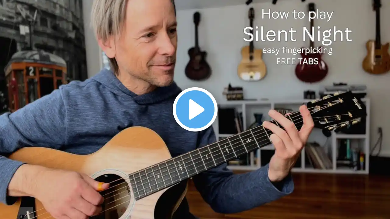 How to play: "Silent night" GUITAR LESSON - free tabs!