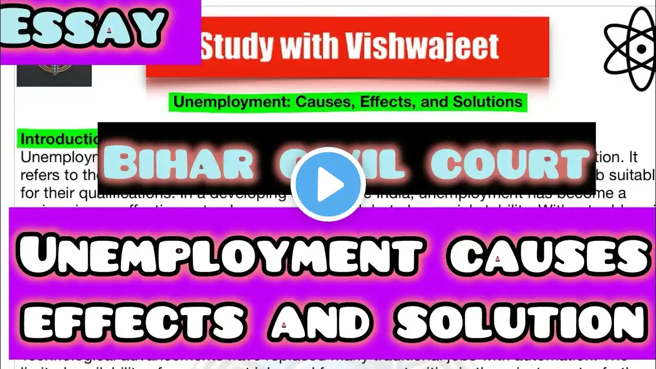 Unemployment causes effects and solution || CIVIL COURT MAINS ESSAY #vvi Important topic for MAINS