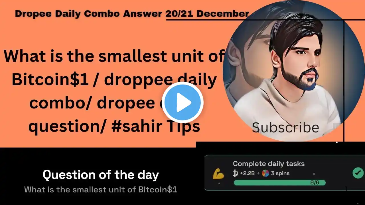 What is the smallest unit of Bitcoin$1 / droppee daily combo/ dropee daily question/ #sahir Tips