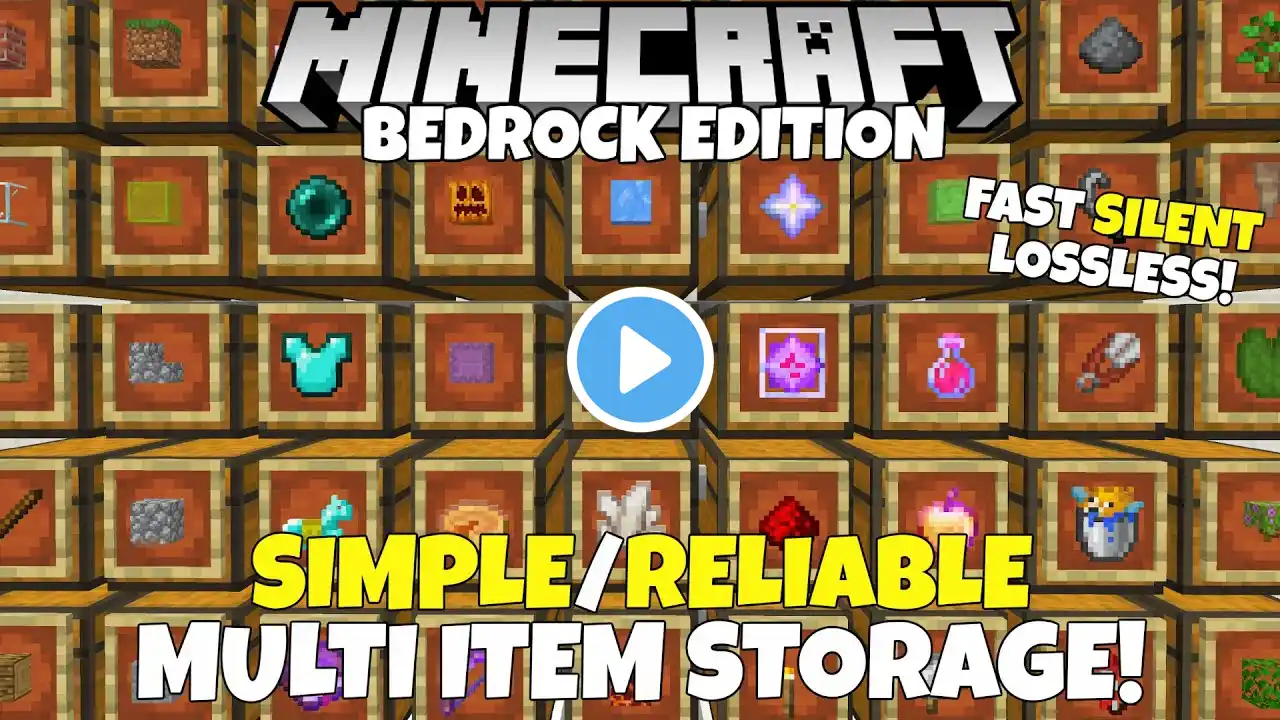 Minecraft Bedrock: Easy MULTI ITEM Storage System Tutorial! Fast, Silent, Simple. MCPE Xbox PC
