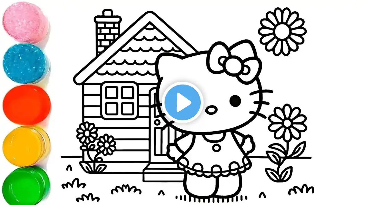 how to Draw a Beautiful ❤️ Hello kitty Farm house | How to Draw Hello kitty house 🏡 drawing easily