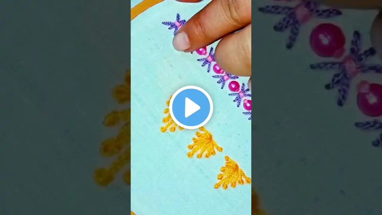 hand embroidery cute border line tutorial #shortvideos