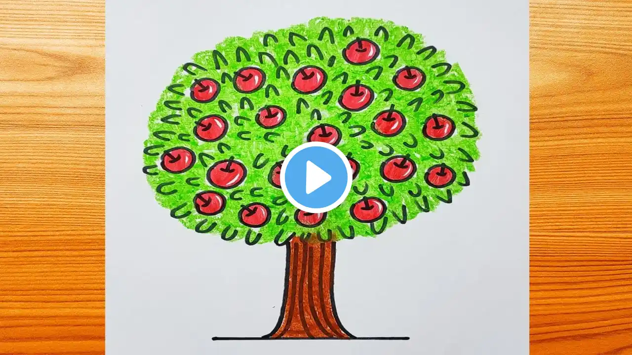 How to draw an apple tree | Art of Kala