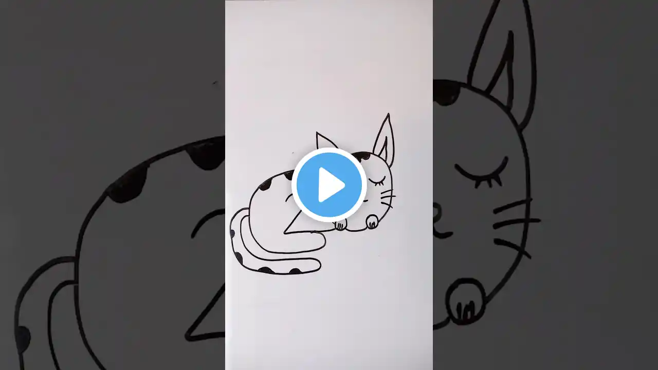 how to draw a cute cat🐱🐈| easy drawing #drawing #trending #youtubeshorts #shorts