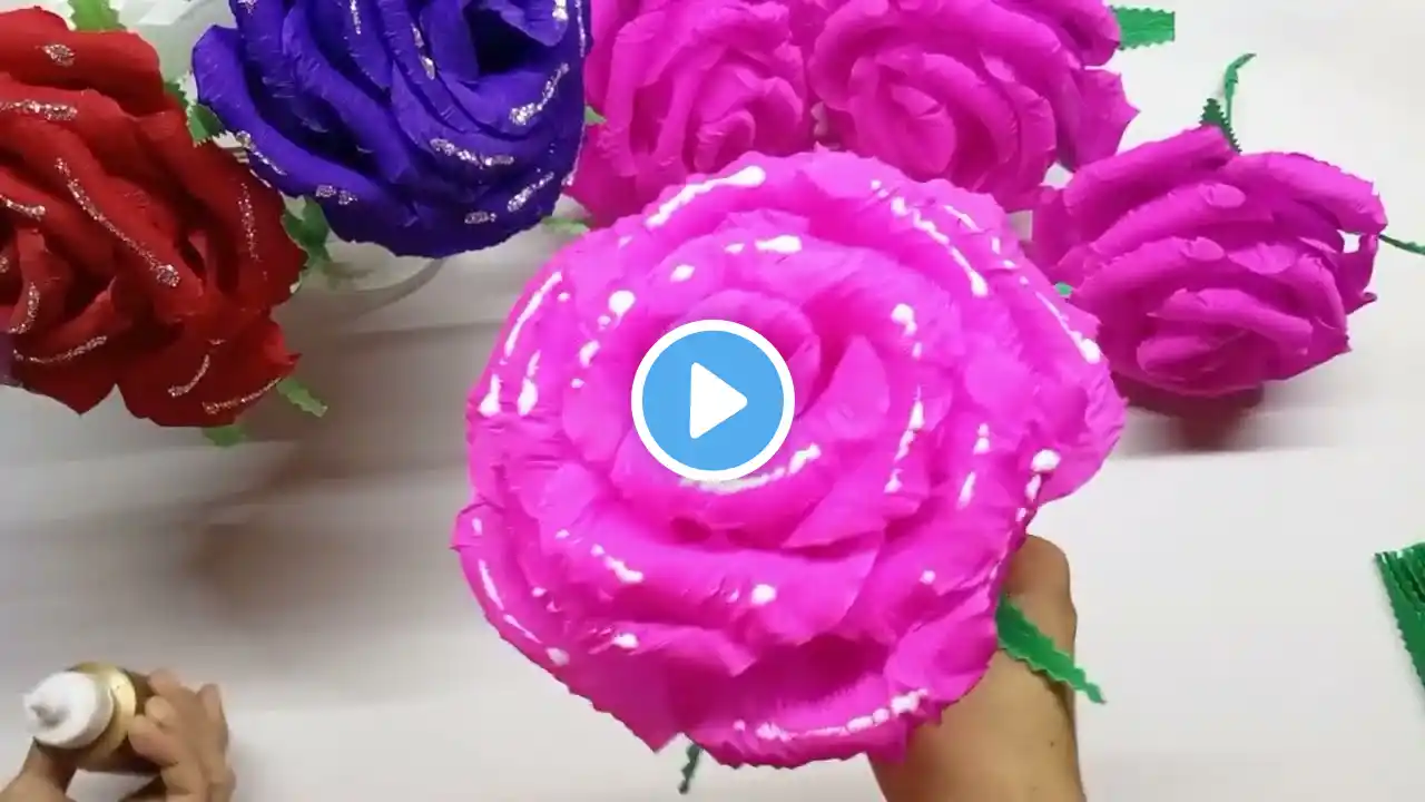 cómo hacer una rosa de papel crepé con una sola tira de papel