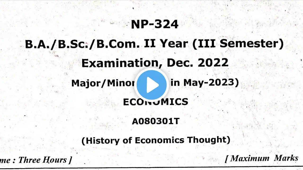 History of economics thought || Economics || BA 3rd semester for all universities