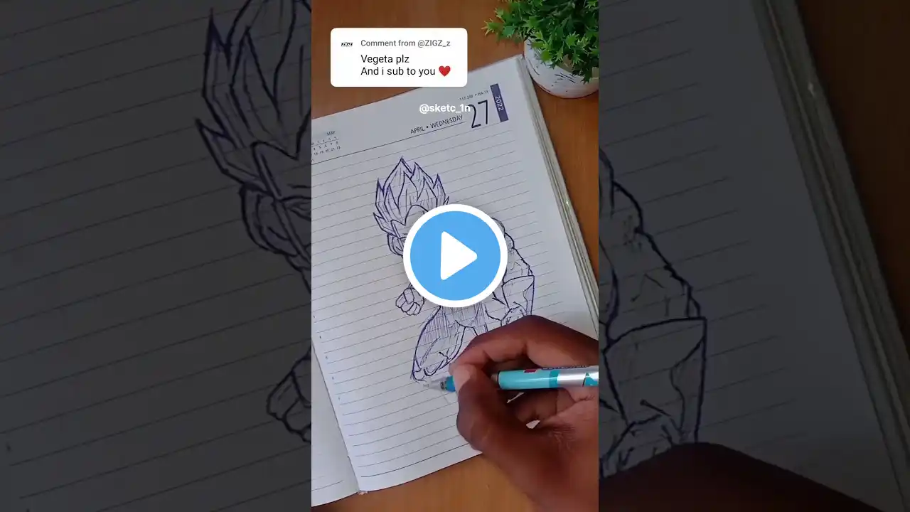 (SUBSCRIBE PLS) ✨ Drawing Vegeta (comment❤) #shorts #art #dragonball #quicksketch