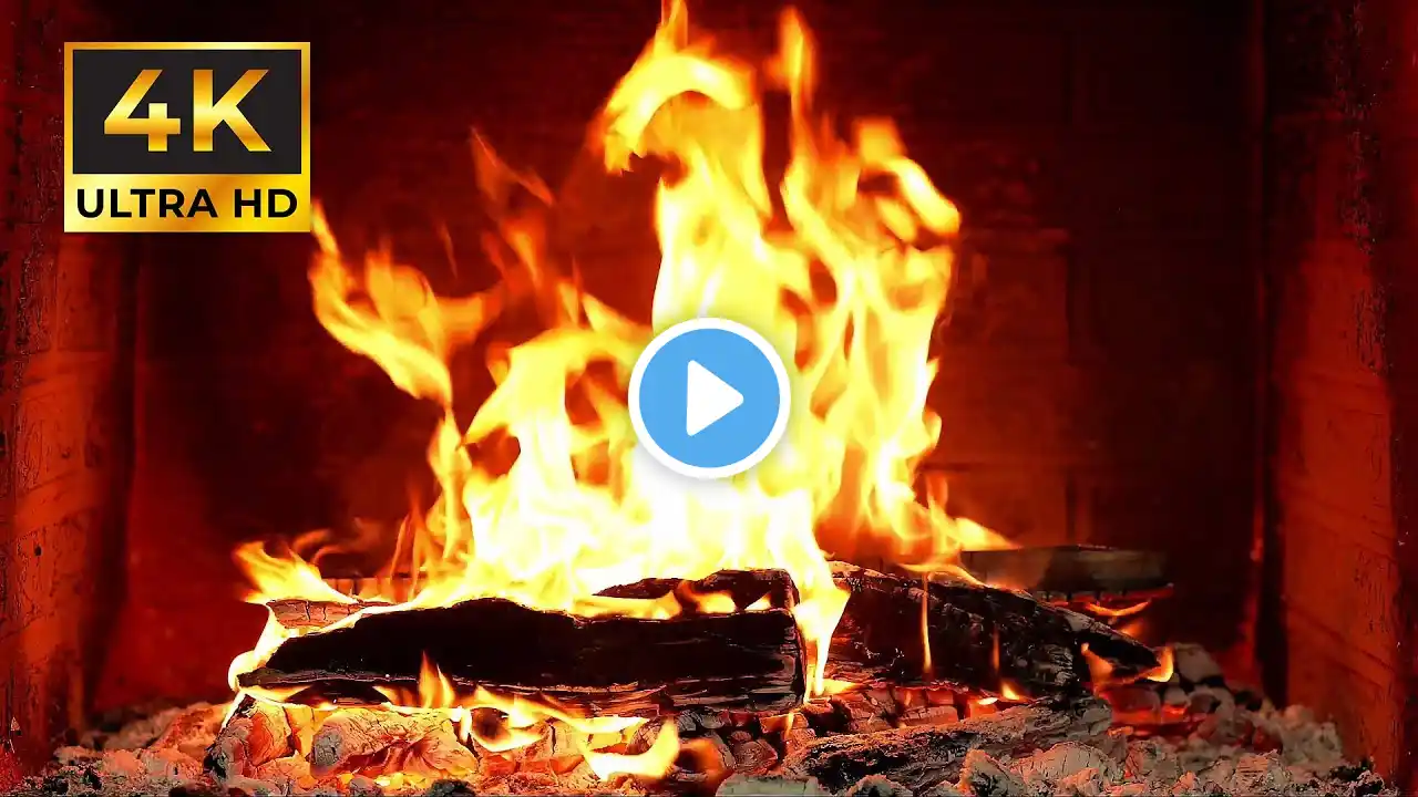 🔥 FIREPLACE 4K Live Wallpaper 🔥 Fireplace video with Burning Logs & Fire Sounds. Christmas Fireplace