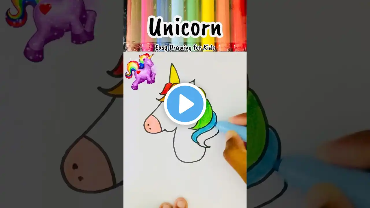 Easy Drawing For Kids! UNICORN Drawing & Painting For Kids! 🦄 Drawing ! How to Draw Rainbow Unicorn