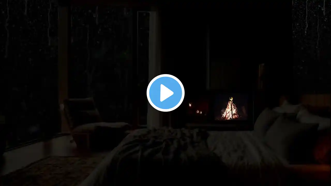 Insomnia Relief 🌧️ Gentle Forest Rain and Cozy Fireplace Sounds 🔥for Deep Sleep, Focus, Relaxation