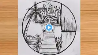 Butiful circle scenery drawing| how to draw easy drawing step by step| pencil sketch drawing| bts dr