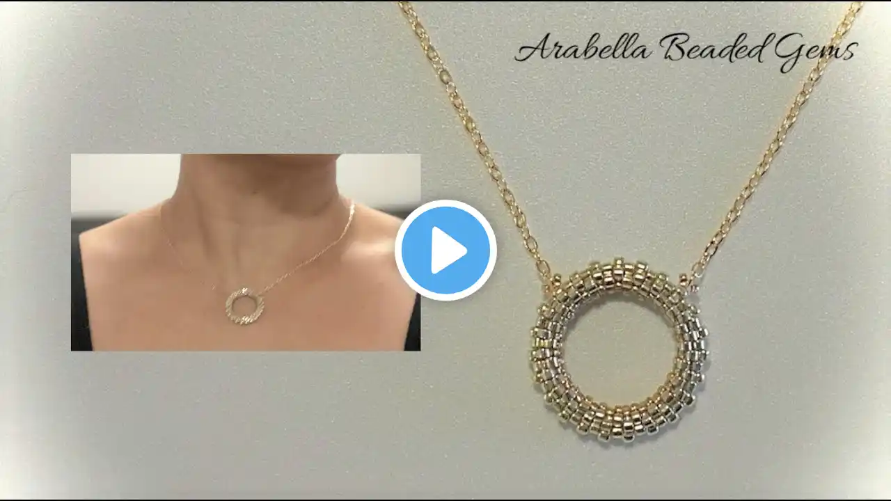 How to Make a 3D Circle Beaded Pendant Necklace / Peyote Stitch Tutorial / Left-Handed