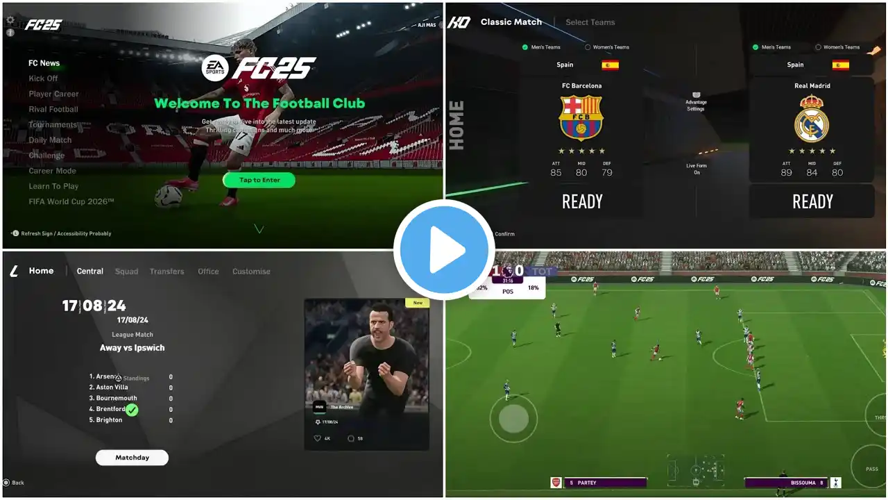 EA SPORTS 25 ANDROID OFFLINE CAREER MODE | FIFA 16 MOD FC 2025 NEW FACE & LATEST KITS 25