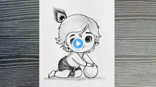 Krishna Drawing -Easy Step by step with Pencil | Krishna drawing picture | Chitra | buttor pot