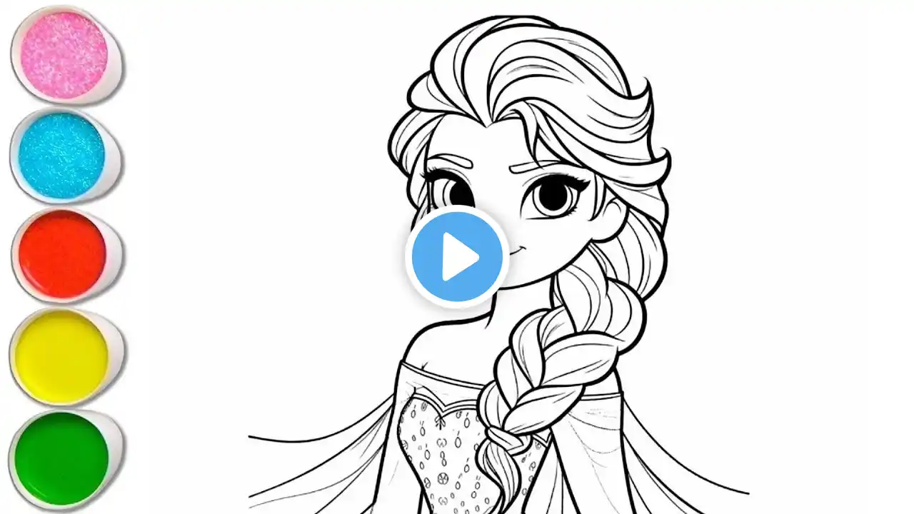Beautiful Elsa Frozen Drawing for kids, Painting & Coloring for kids, Toddlers | Let's Draw Together