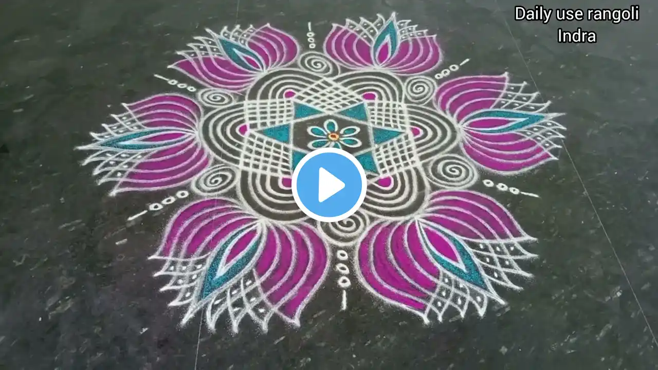 Maasi madham simple lotus rangoli/pandaga muggulu/5*3 dot easy padi kolam/easy rangoli designs