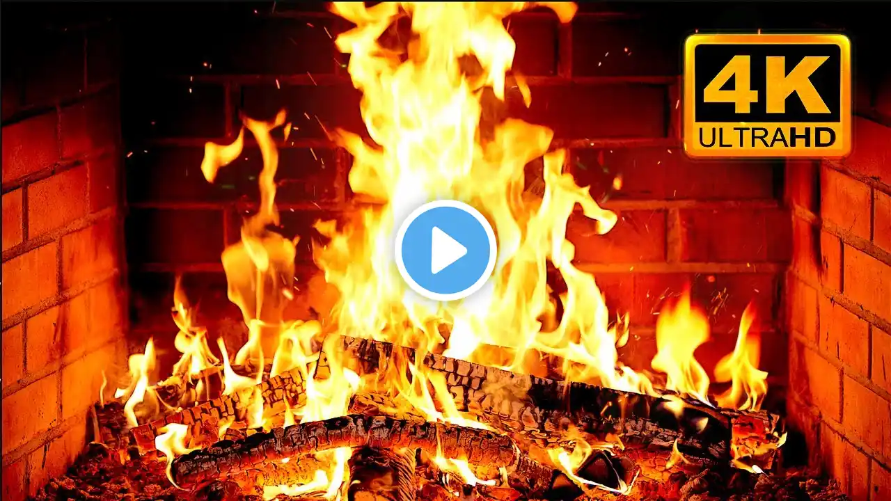 🔥 Cozy Fireplace 4K (12 HOURS). Fireplace with Crackling Fire Sounds. Fireplace Ambience