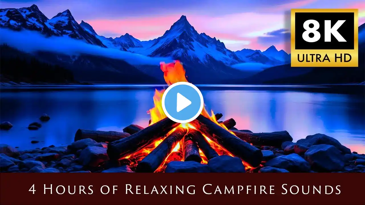 🔥 8K Campfire Ambience | Crackling Fire, Wind & Owls | Relaxing Nature Sounds for Sleep & Focus 🔥