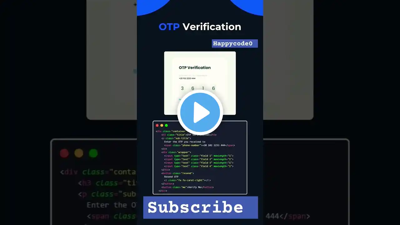 Creating OTP verification code 👽 | #html | #css | #javascript | |#short