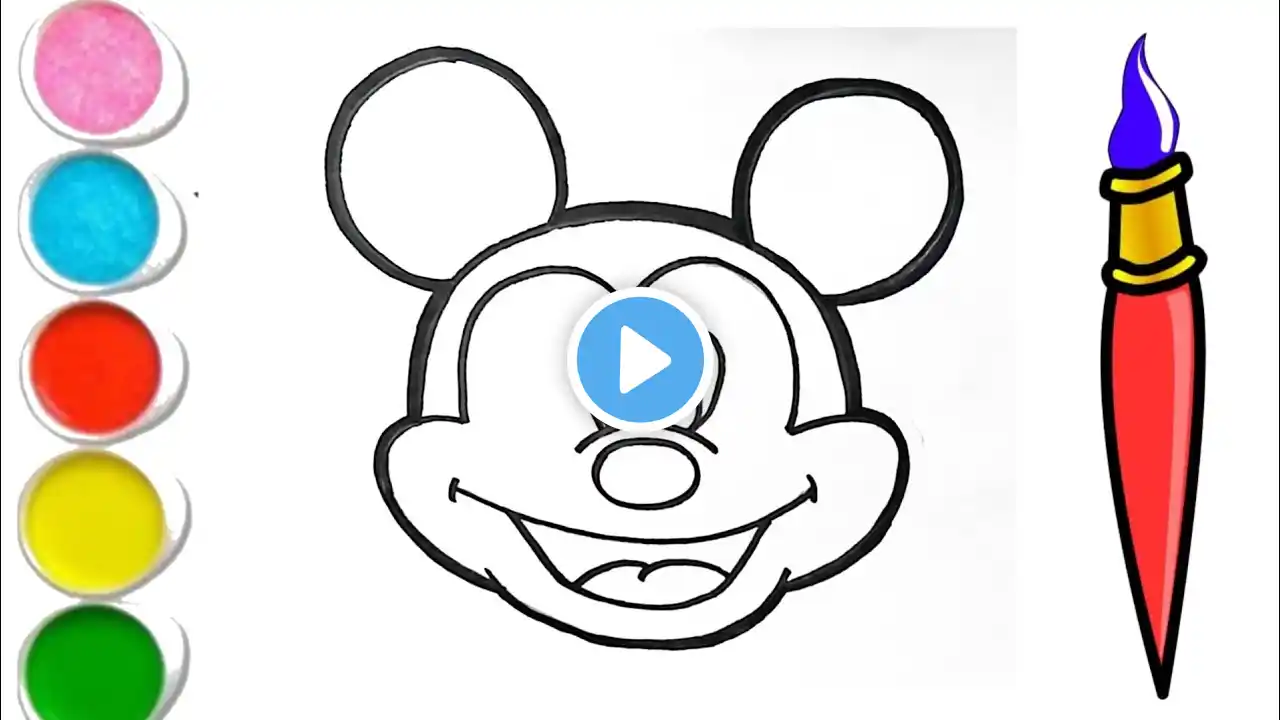 Mickey mouse drawing painting and colouring for kids and toddlers | how to draw Mickey