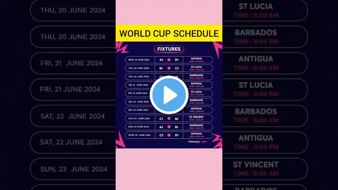 T20 WORLD CUP SCHEDULE (PART-5)💥🔥😱#cricket #cricketnews #t20worldcup2024 #teamindia