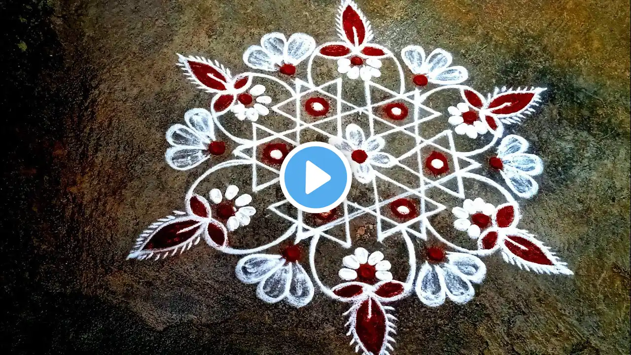 karthigai madham special 5x3 dots simple easy super villakku kolam/ easy  muggulu/fantastic rangoli