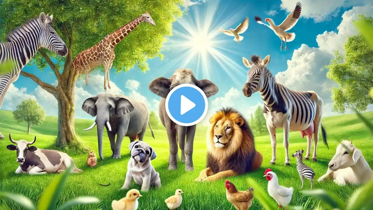 Happy Animal Family: Lion, Horse, Sheep, Dog, Cat Compilation!