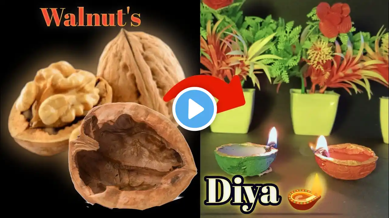 Walnut's Shell Diya 🪔 Making | Diwali special idea 💡| Diwali Diya 🪔 | DIY Craft