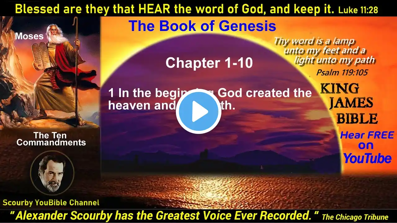 01 |  Genesis KJV 1-50 | New | Audio and Text | by Alexander Scourby | God is Love and Truth.