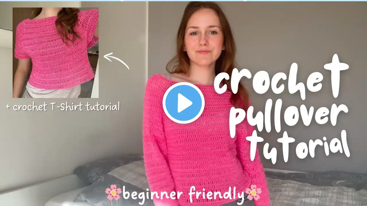 how to crochet a pullover for spring🐣🌷🎀 tutorial for beginners🌸crochet t-shirt🌸long  sleeve shirt