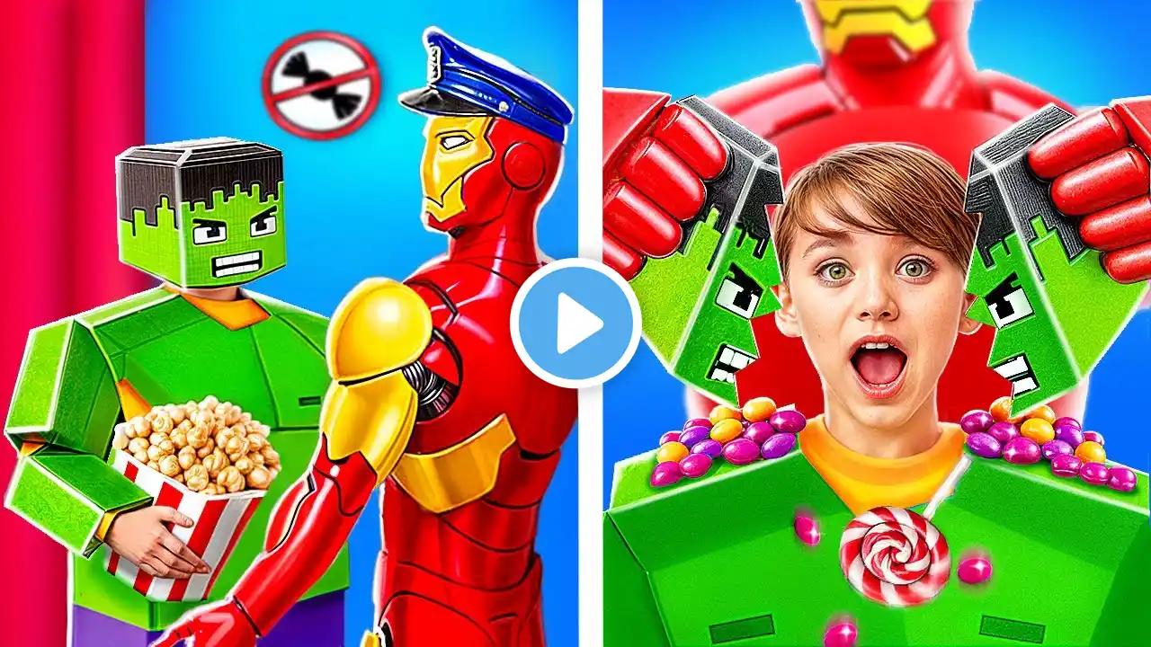 Fake Superheroes vs Real Superheroes! How to Run the Movies with Sneaking Challenge?