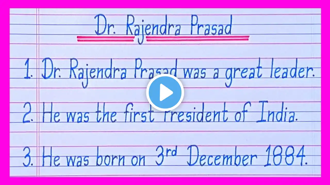 10 Lines On Dr Rajendra Prasad in English/Essay On Dr Rajendra Prasad/Dr Rajendra Prasad Essay