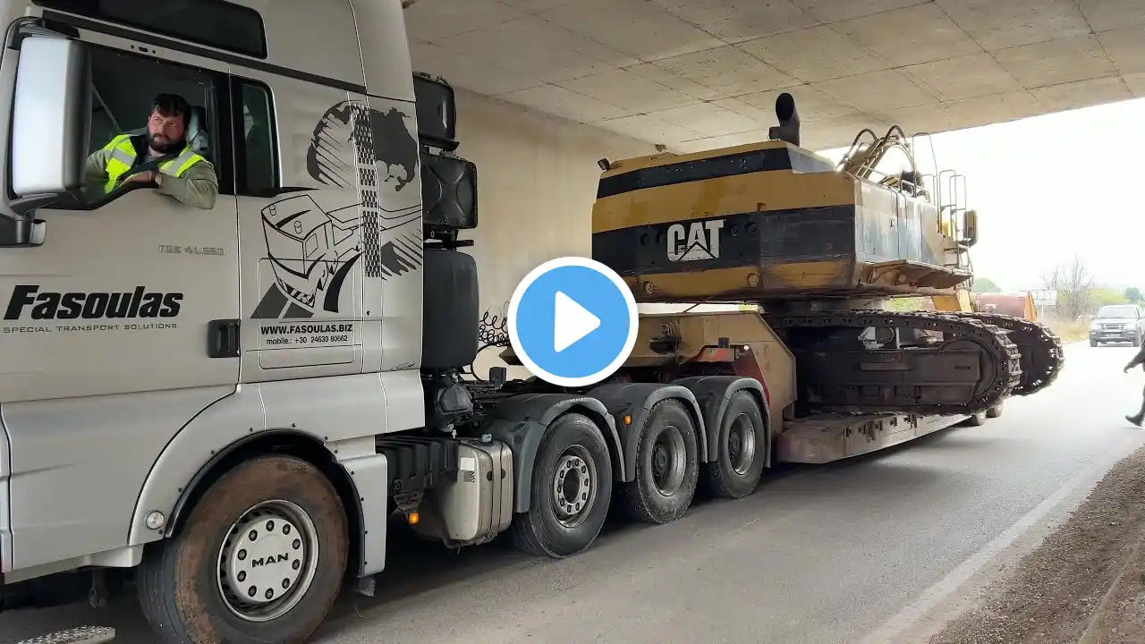 Loading & Transporting On Site The Caterpillar 365B Excavator - Fasoulas Heavy Transports - 4k