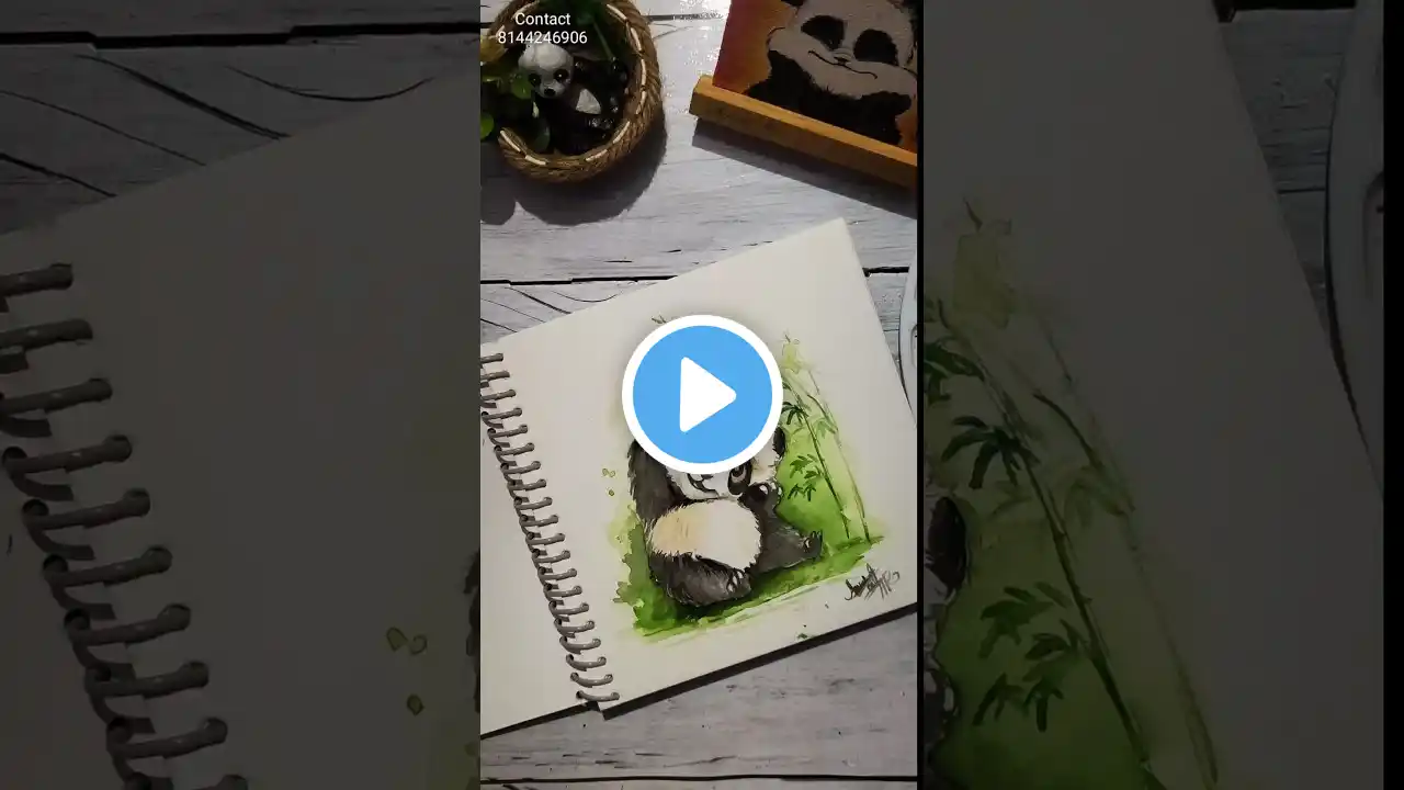 Cute baby panda ๐ผ painting/watercolor painting.#painting #shortvideo #panda ##trending #viral .