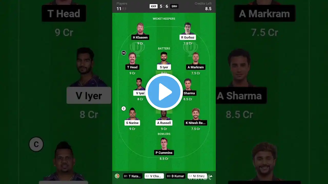 KKR vs SRH Dream11 Prediction | KKR vs SRH Dream11 Team | Dream11 | IPL 2024 Match 74 Prediction