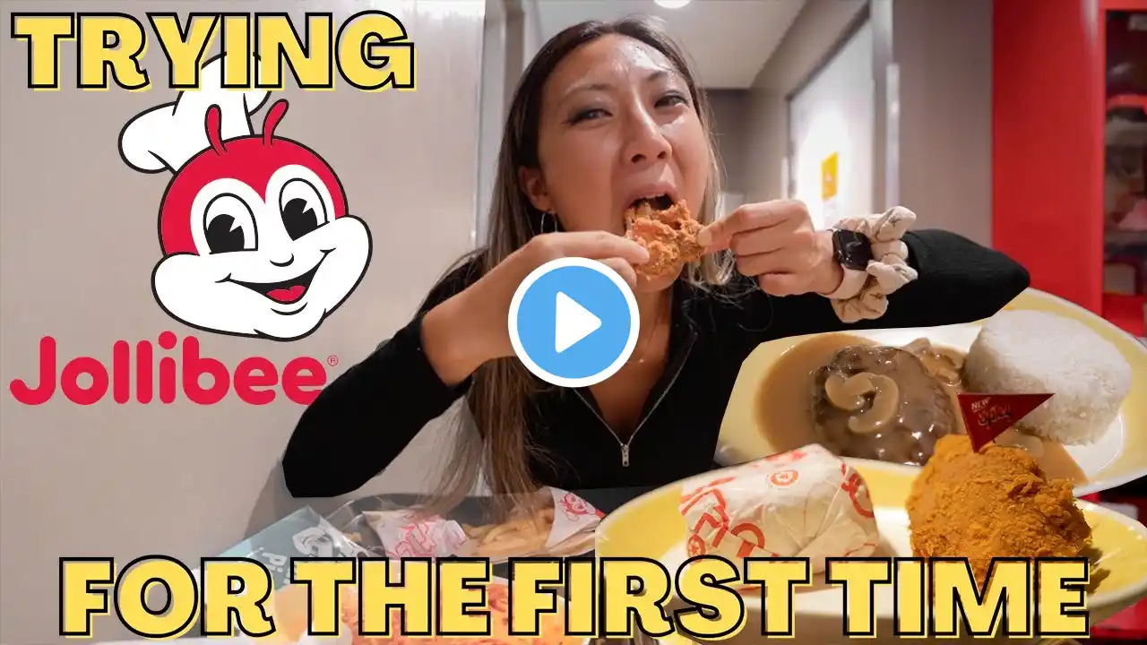 Korean American FIRST TIME EATING JOLLIBEE (Mukbang) in the Philippines 🇵🇭 - Reaction to Food Menu