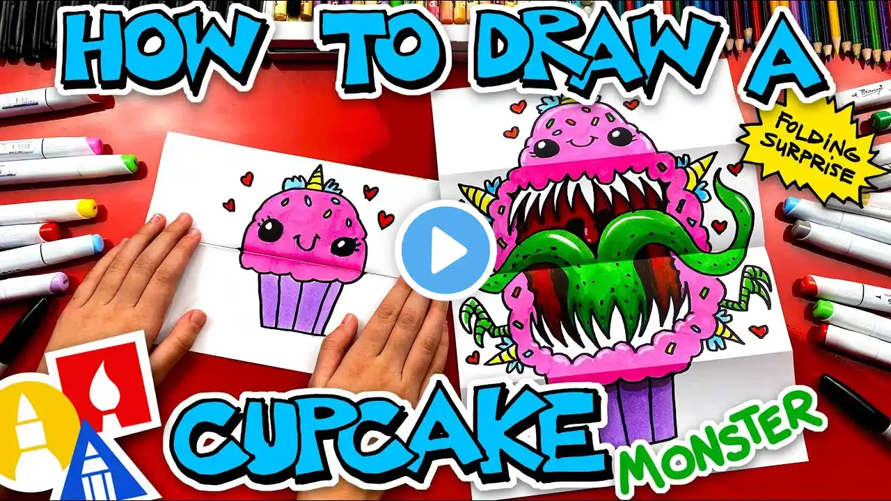 How To Draw A Cute Cupcake Monster Folding Surprise