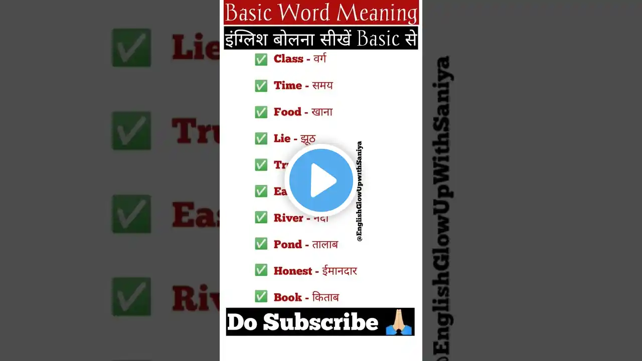 Basic word with hindi meaning | #english #englishlanguage #vocabulary #wordmeaning #shorts #viral