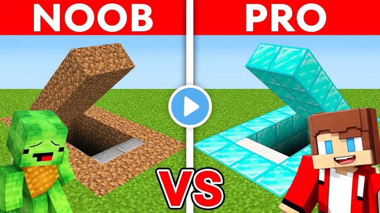 Mikey Vs JJ - NOOB vs PRO: SECRET BUNKER House Build Challenge in Minecraft