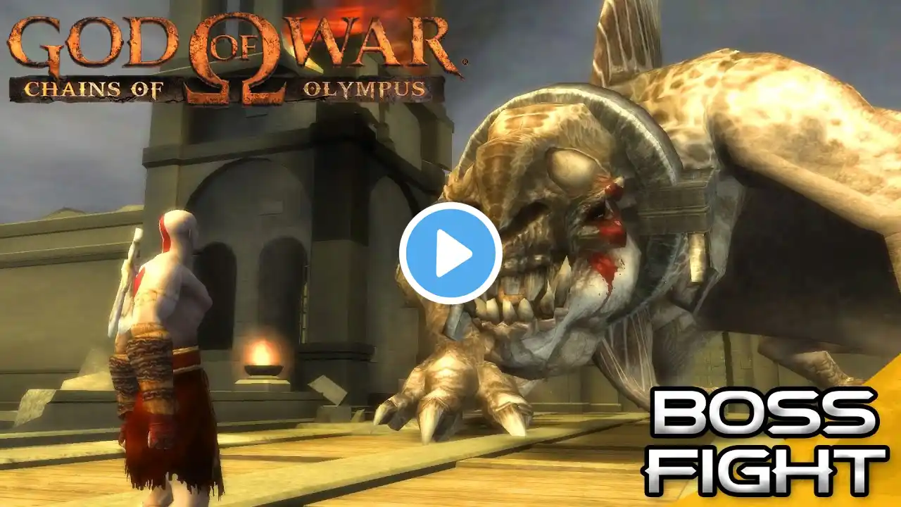 God of War Chains of Olympus - Kratos vs The Basilisk Boss Fight (1080p 60fps)