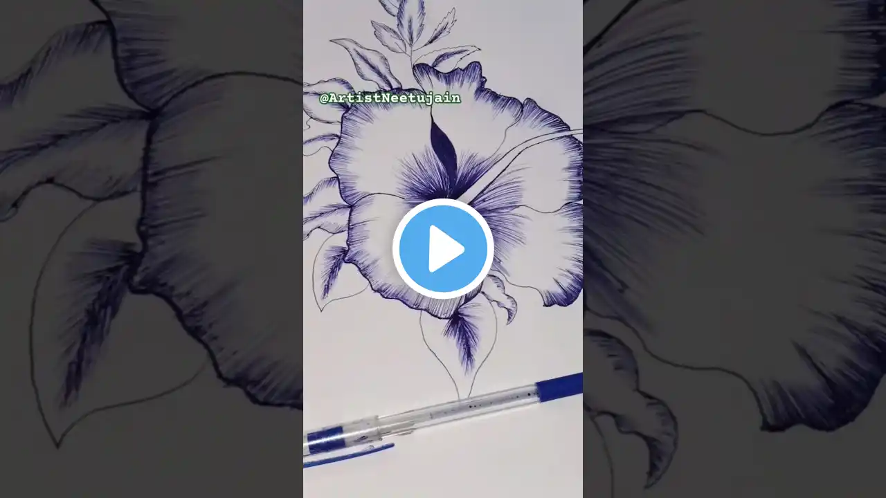 pen se flower drawing_i love you #art #drawing #pendrawing #flower #sketch #shorts #ytshorts #artist