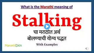 Stalking Meaning in Marathi | Stalking म्हणजे काय | Stalking in Marathi Dictionary |