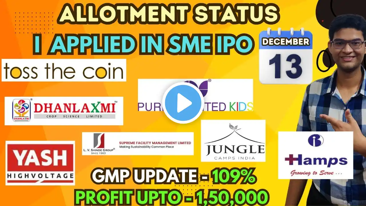 Purple United Sales IPO | Jungle Camps IPO Allotment | Toss The Coin IPO GMP Allotment | Supreme IPO