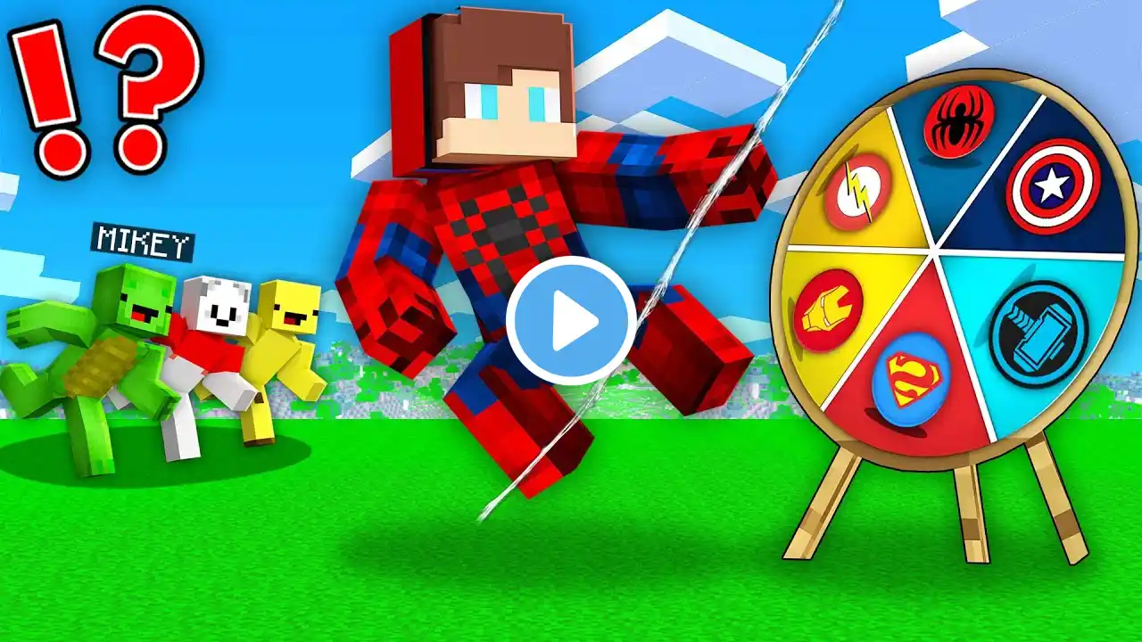 Speedrunner Use The SUPERHERO ROULETTE vs Hunters : JJ vs Mikey in Minecraft Maizen!