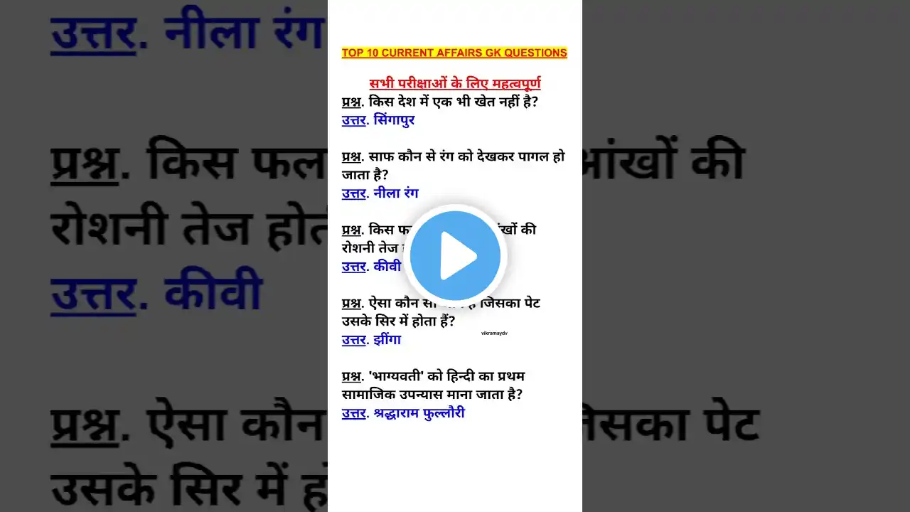 TOP 10 CURRENT AFFAIRS| GK QUESTIONS AND ANSWERS|#gk#generalknowledge#shorts#ssc#upsc#uppolice#exams