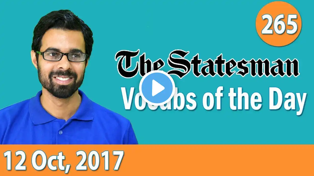 ✅ The Statesman Vocabulary (12th Oct, 2017) - Learn 10 New Words with Tricks | Day-265