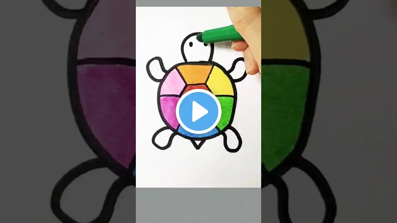 Draw a Simple Turtle with Rainbow Colors | Cute Draw | Easy Kids Drawing Tutorial #art #shorts