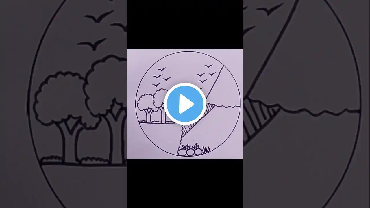 Easy circle scenery drawing with color#shorts#shortsfeed #ytshorts #short #viral#shortvideo