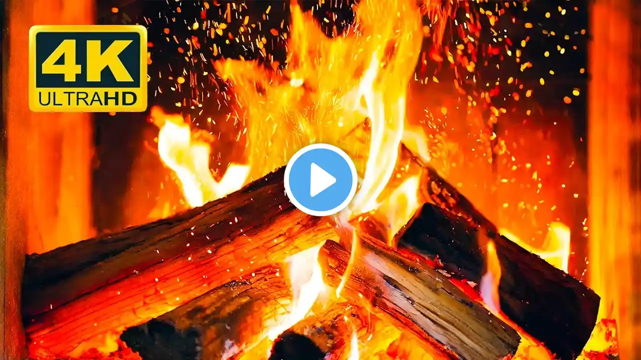 🔥 Cozy Fireplace 4K ULTRA HD! Fireplace Ambience with Crackling Fire Sounds. Fireplace Burning 4K