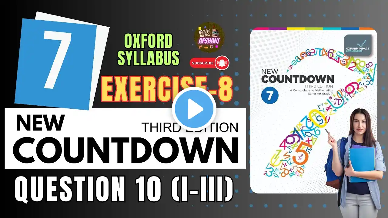 Class 7th Math | New countdown third edition class 7 exercise 8 question 10 (I-III) #maths #class7